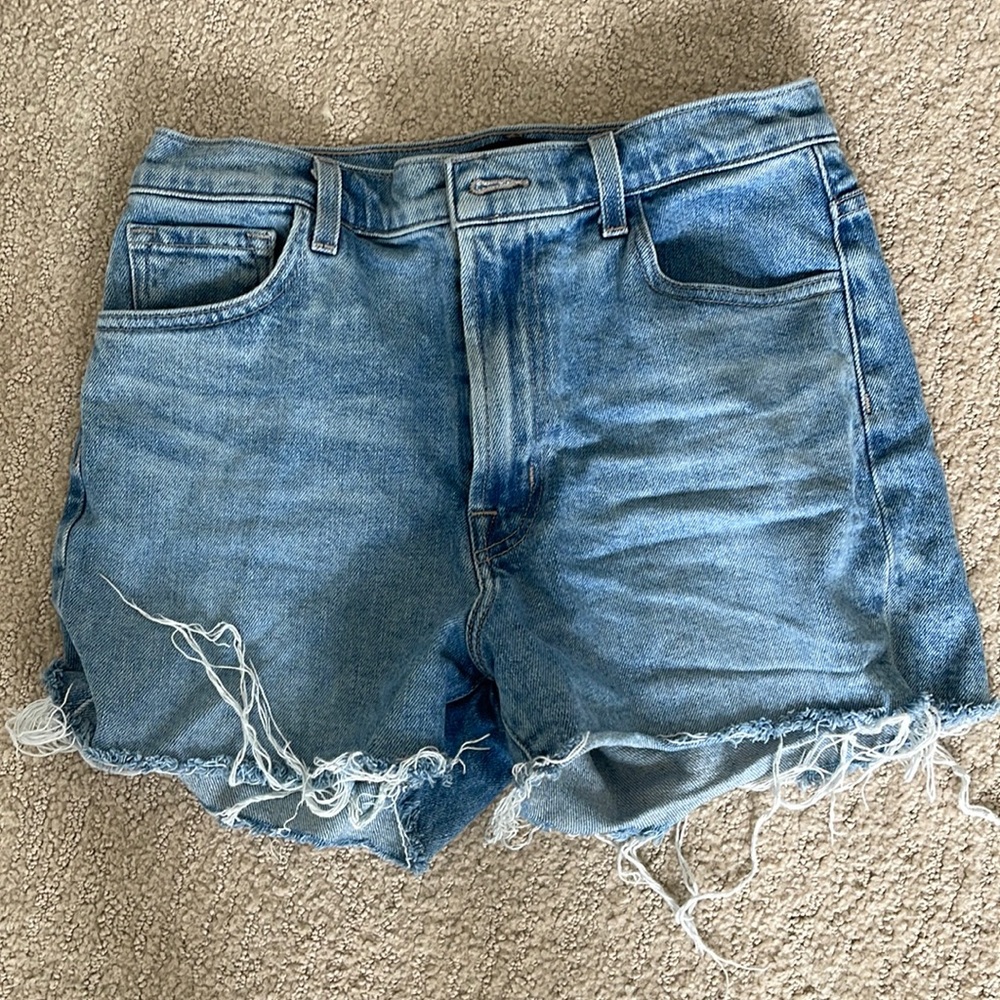 JBRAND JULES SHORT CUT OFF DENIM RAW HEM HIGH waist